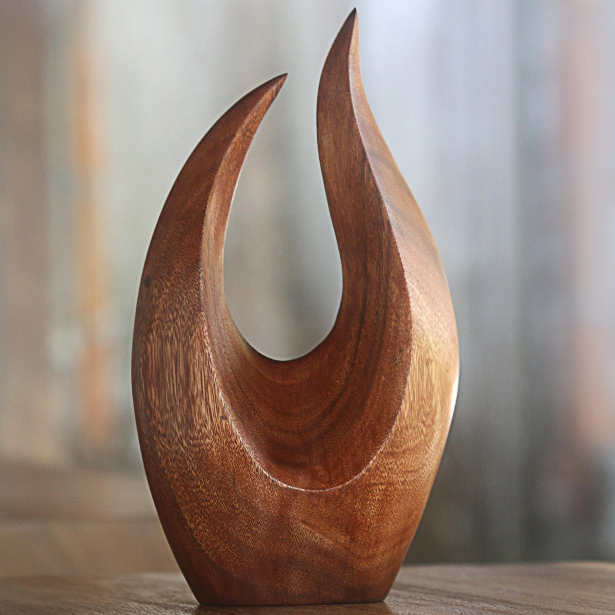 Hand Carved Natural Suar Wood Fire Flames Sculpture - Fire Flames