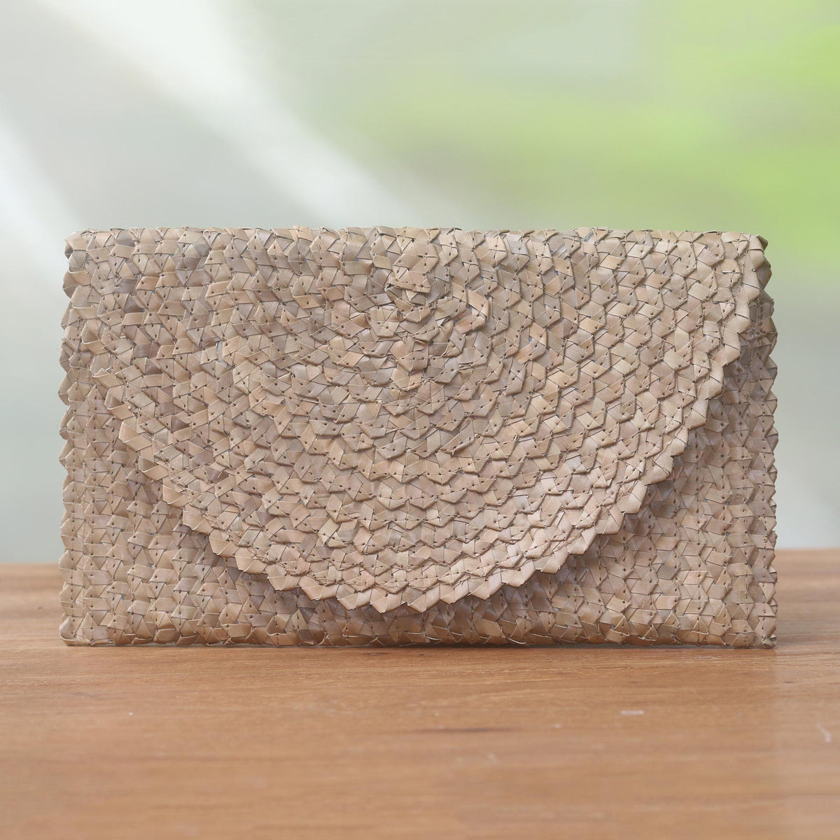 Tropical Touch - a Handmade Brown Palm Leaf Clutch Handbag from Indonesia