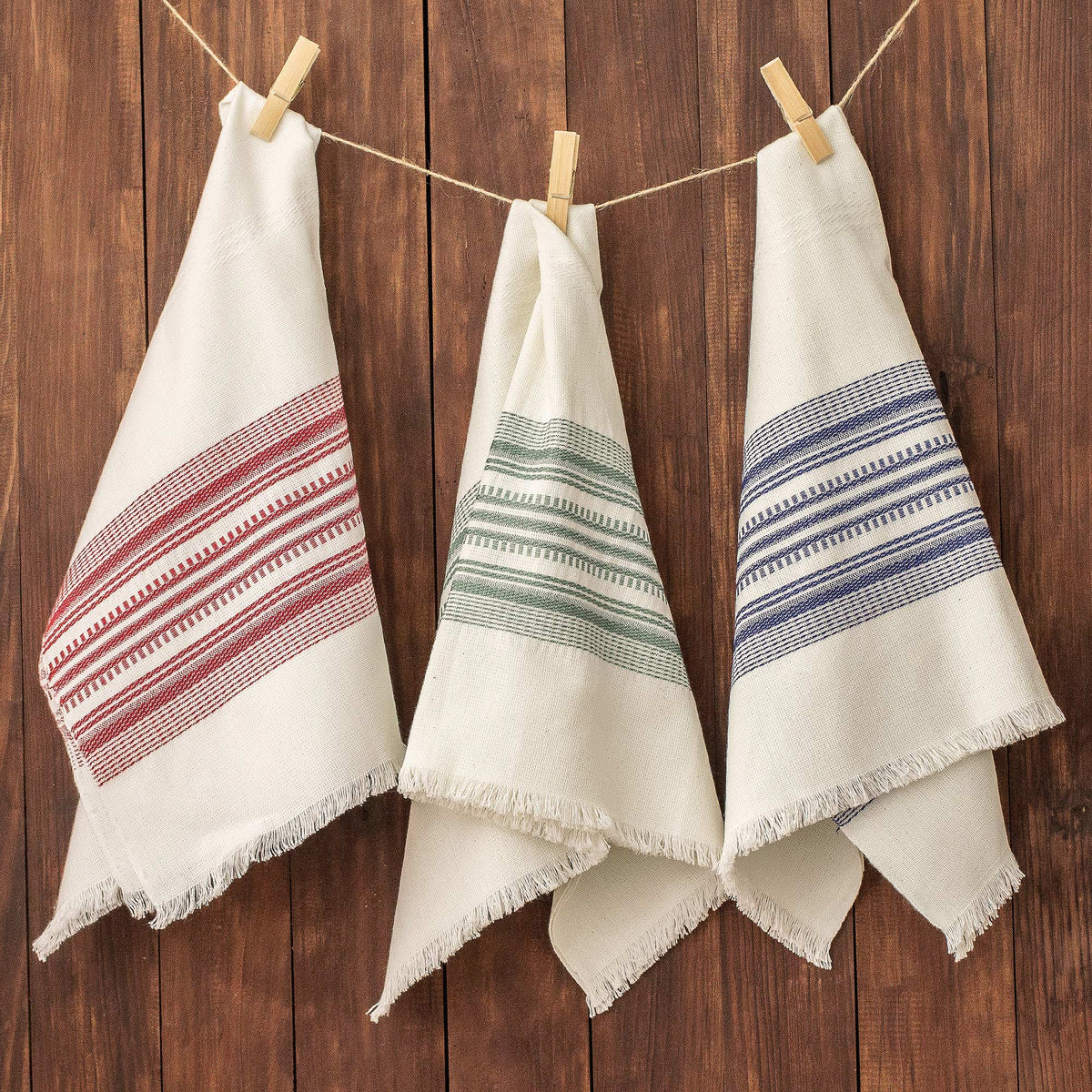 Set of 3 Handwoven Dish Towels - Multicolor and 100% Cotton