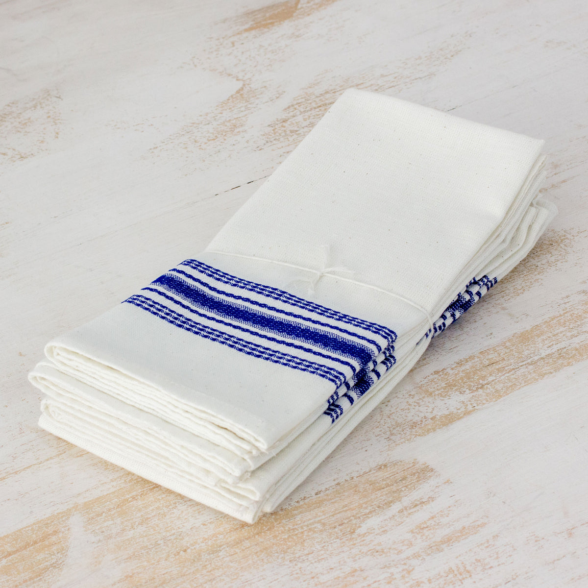 Peaceful Stripes - a Set of 6 Striped 100% Cotton Napkins from Guatemala