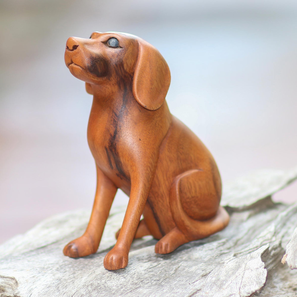Loyal Dog - An Artisan Handcrafted Suar Wood Dog Sculpture from Bali