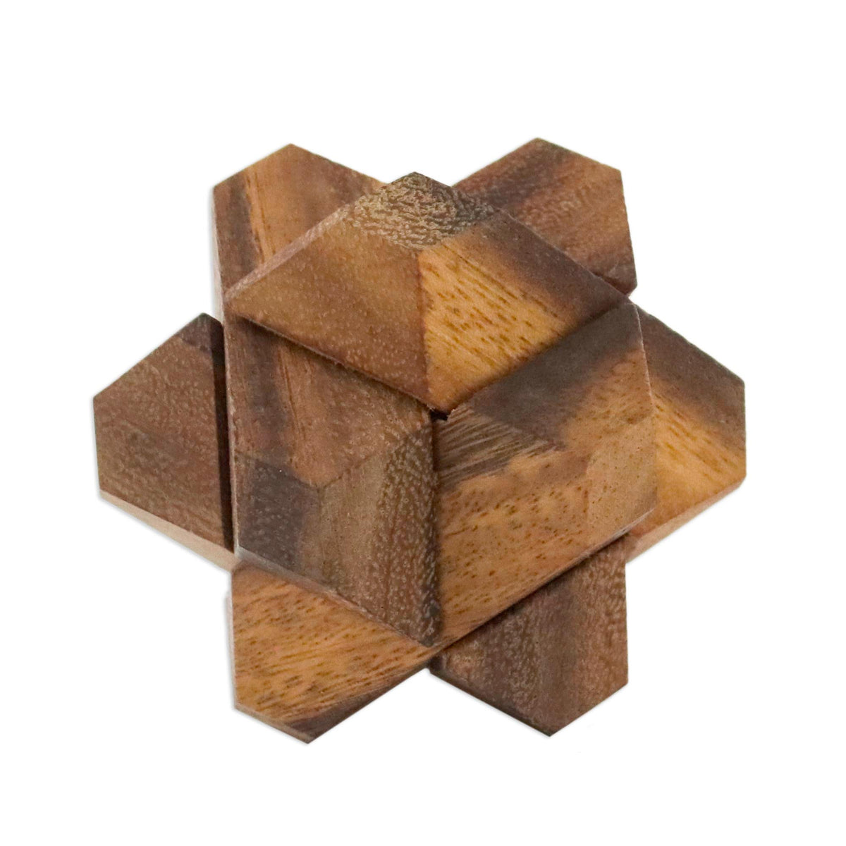 Handcrafted Wood Star-Shaped Puzzle from Thailand - Star Challenge