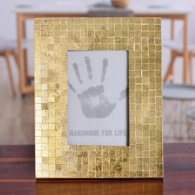Glass Mosaic Photo Frame in Golden Harmony