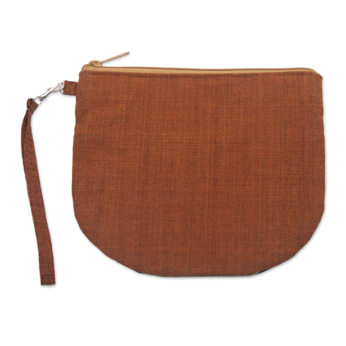 100% Cotton Striped Brown Clutch Exterior Pocket Wristlet - Lurik Sphere Brown