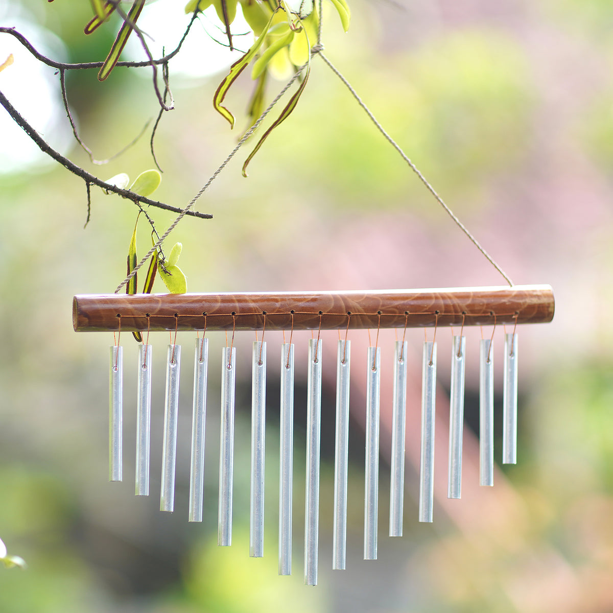 Handcrafted Bamboo Wind Chimes from Bali - Natural Ring