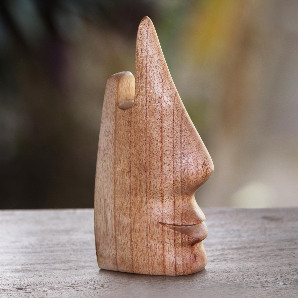 Nosing Around - Whimsical Brown Hand Carved Wood Face Eyeglasses Holder