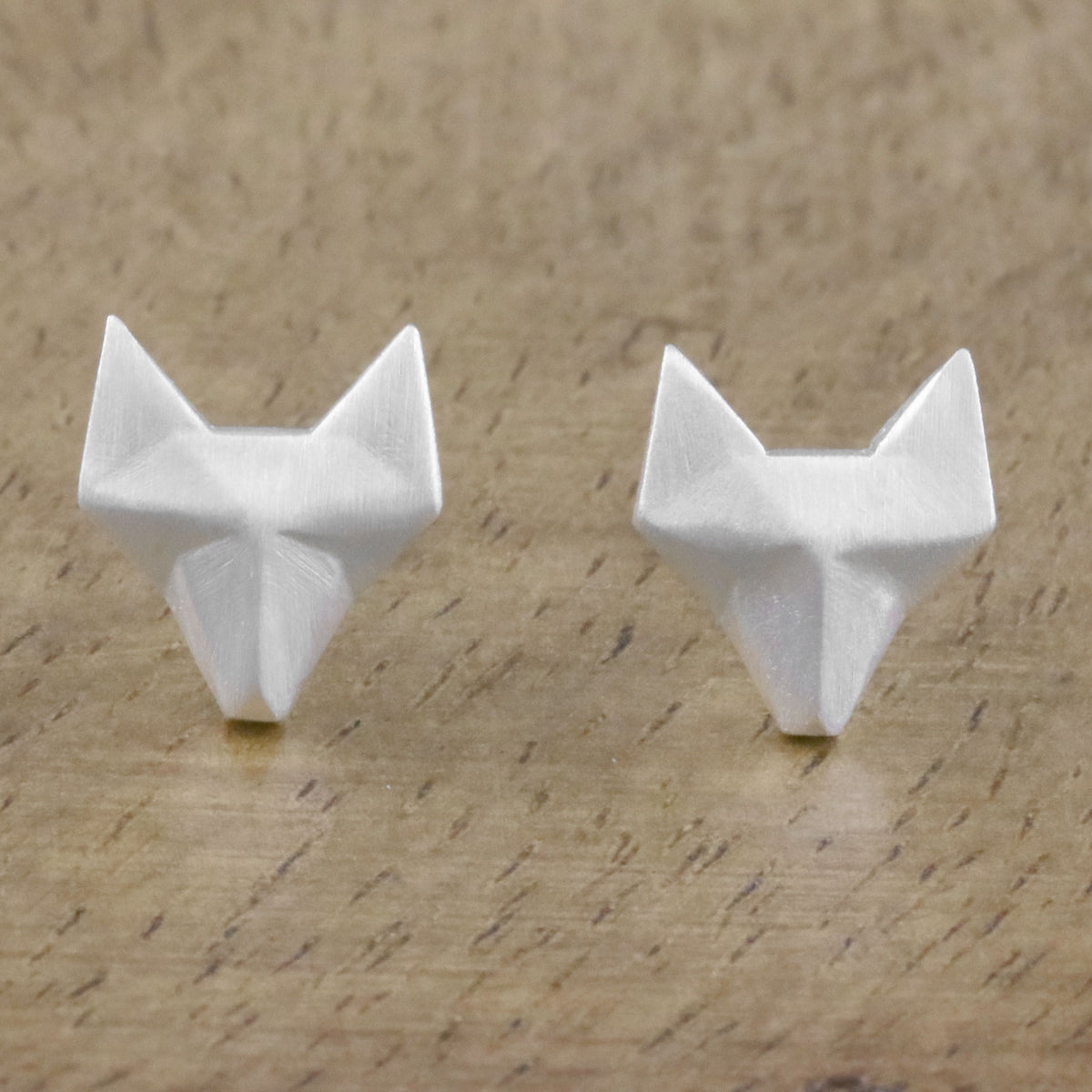 Geometric Fox Sterling Silver Stud Earrings from Thailand for Fox Lovers