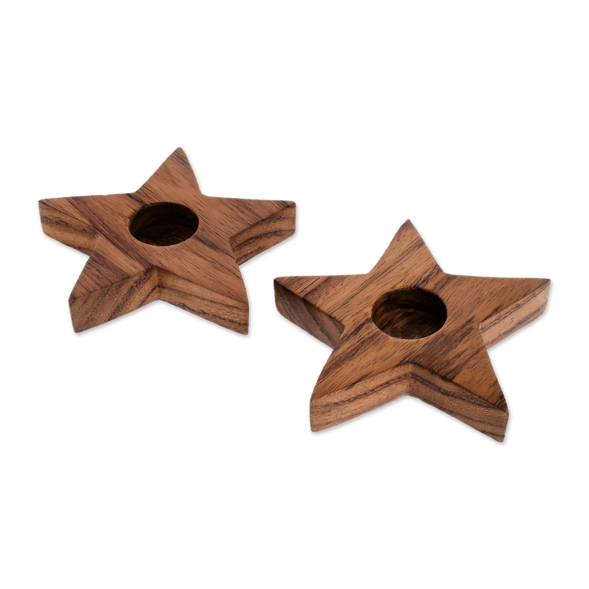 Rustic Decor - Star-Shaped Wood Tealight Holders