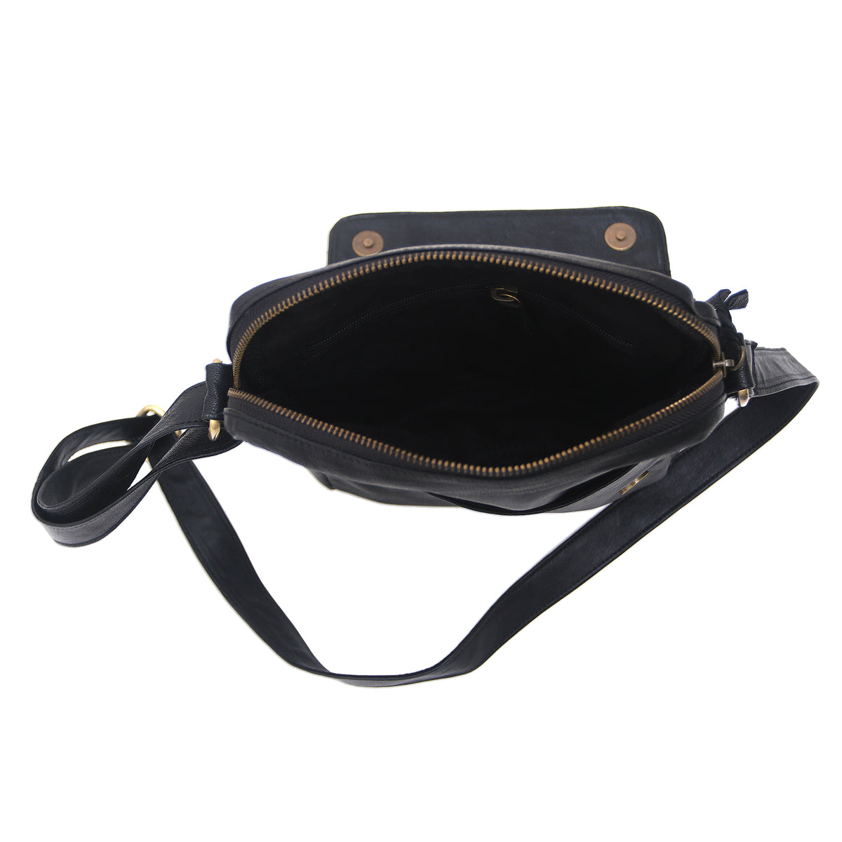 Majapahit Traveler in Black - a Handcrafted Leather Sling in Black from Bali
