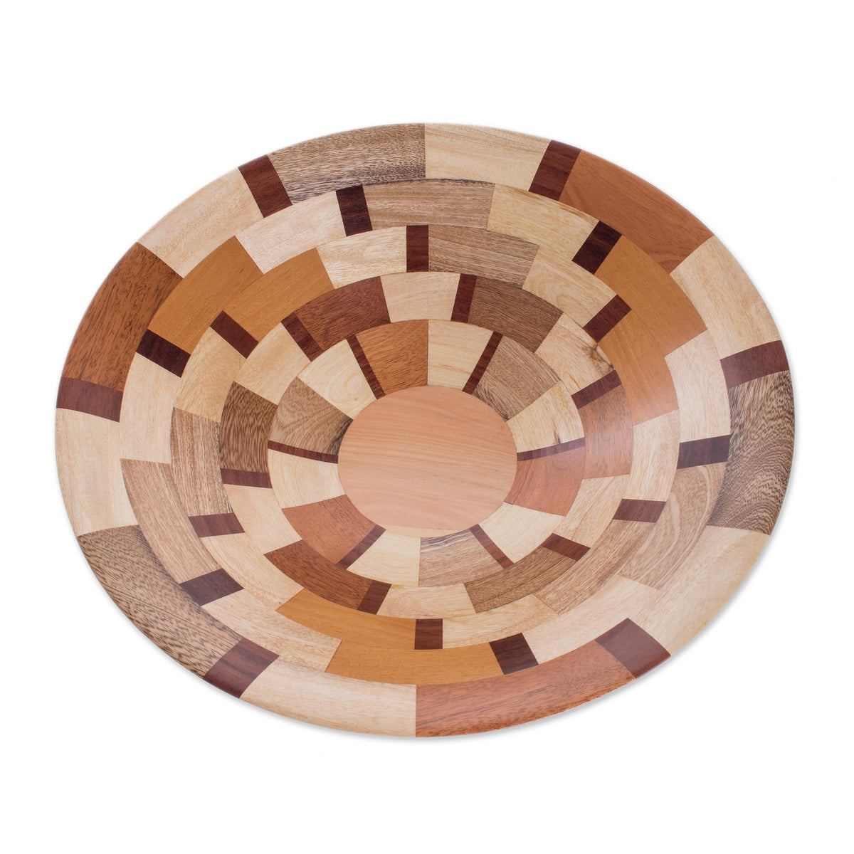 Palo Blanco and Caoba Wood Serving Bowl from Guatemala