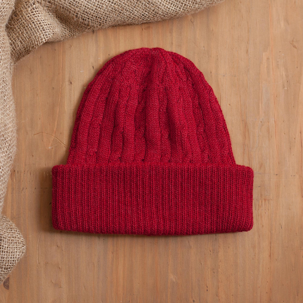 Crimson Red Alpaca Hat - Comfy in Red