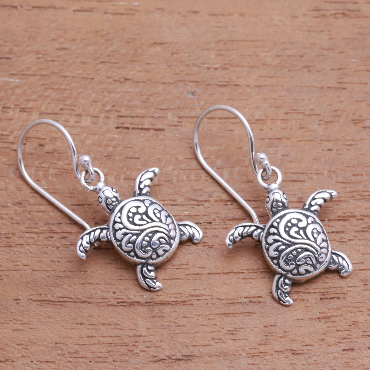 Baby Turtles - Sterling Silver Sea Turtle Dangle Earrings from Bali