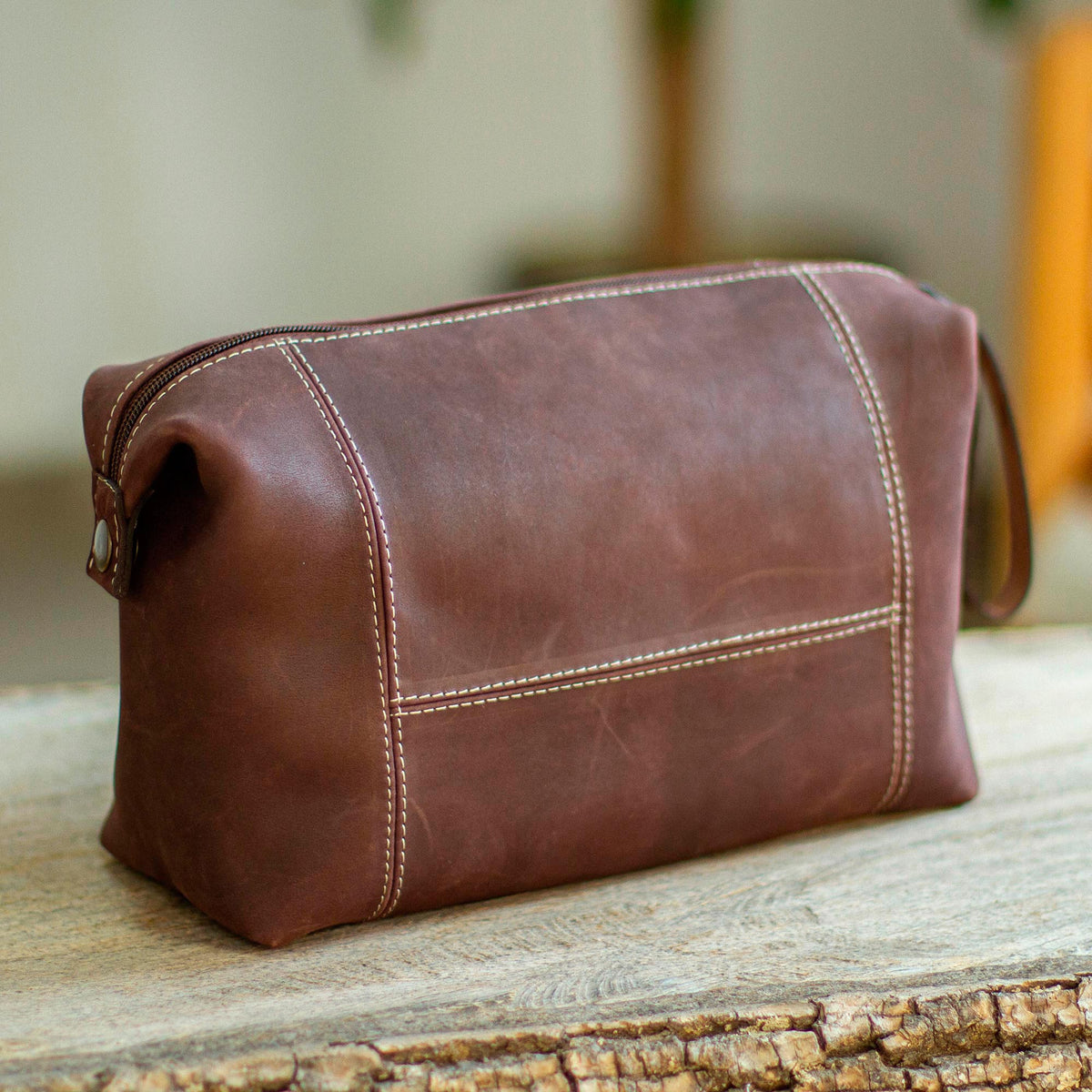 Brooklyn Bound in Brown - a Brown Leather Unisex Toiletry Travel Bag