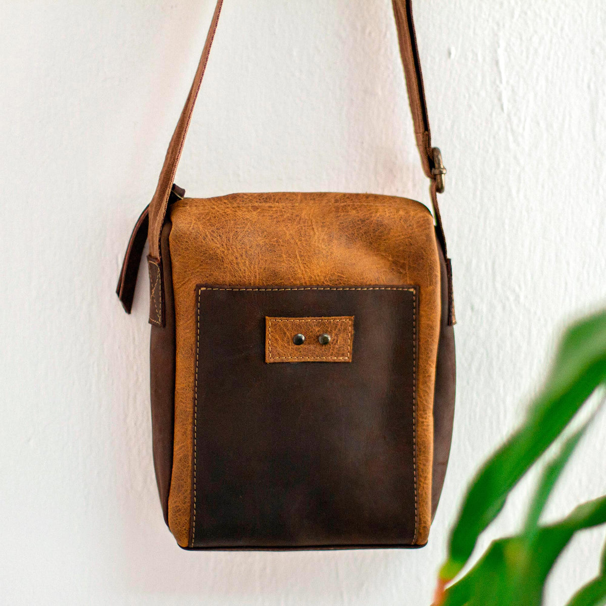 Open Road in Brown - a Unisex Brown Leather Shoulder Bag