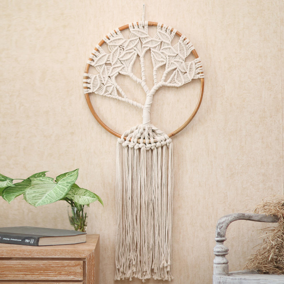 Deep Roots, Strong Branches - a Handcrafted Ivory Macrame Tree Wall Hanging Home Decor