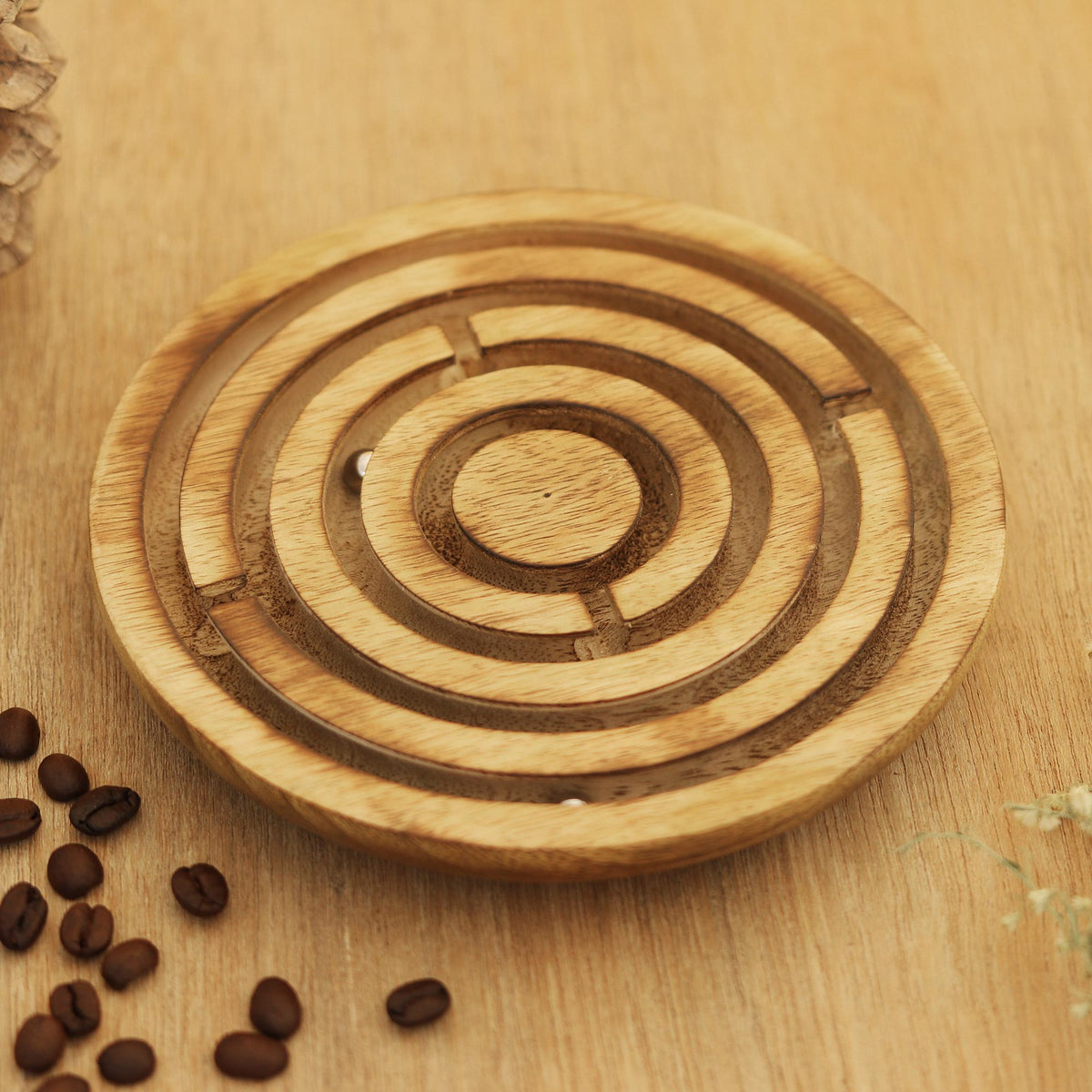 Maze Fantasy - a Hand Made Mango Wood Labyrinth Board Game