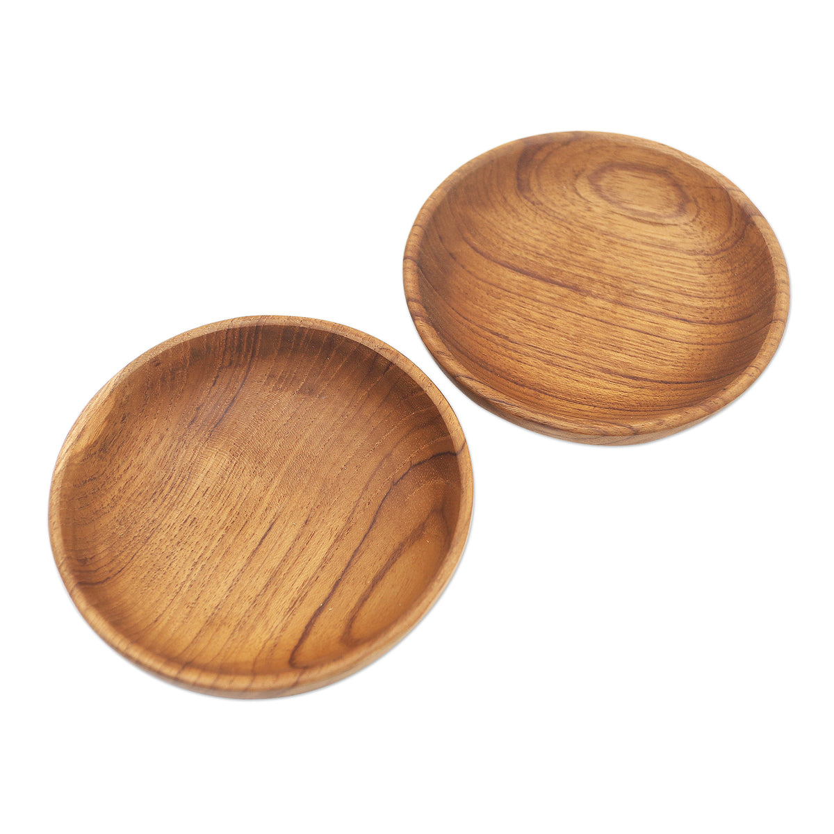 A Pair of Handmade Teak Wood Snack Bowls from Bali