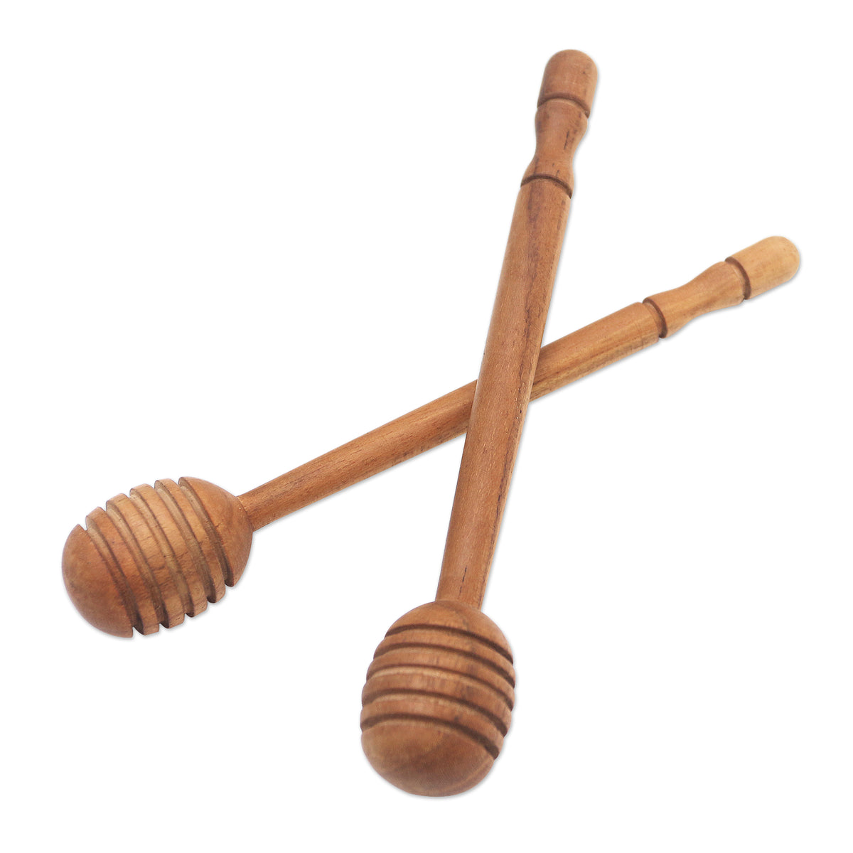 A Pair of Handmade Teak Wood Honey Dippers from Bali