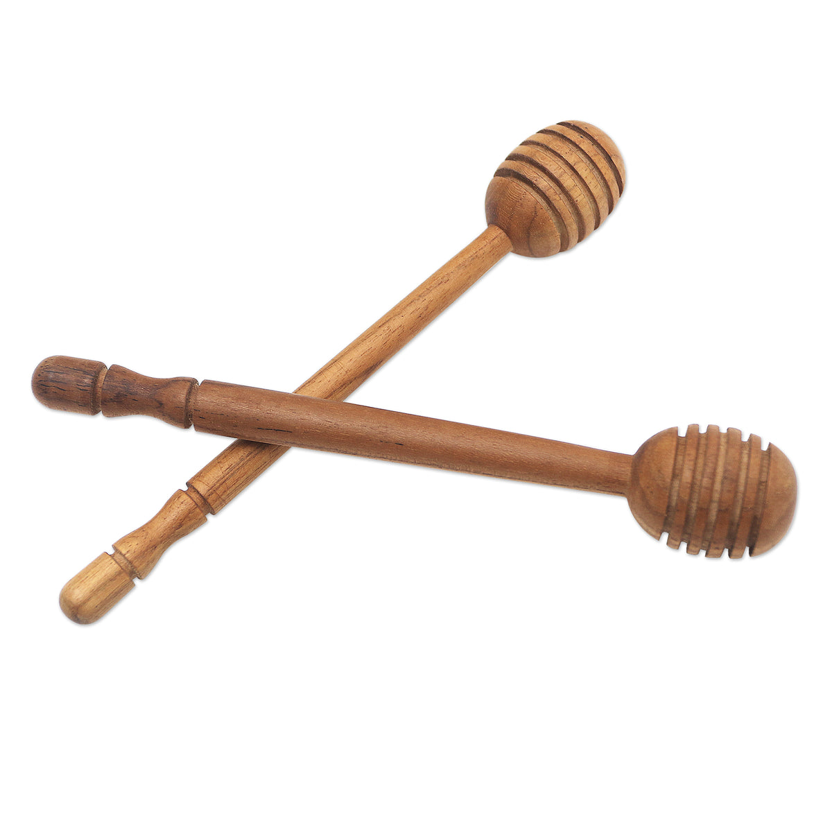 A Pair of Handmade Teak Wood Honey Dippers from Bali