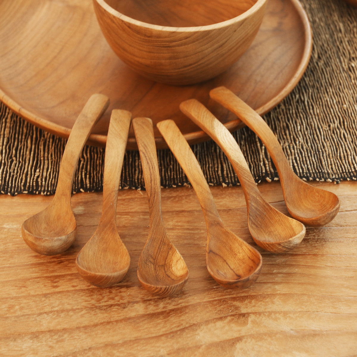 Ladle Up! - Hand Crafted Teak Wood Soup Spoons from Bali (Set of 6)