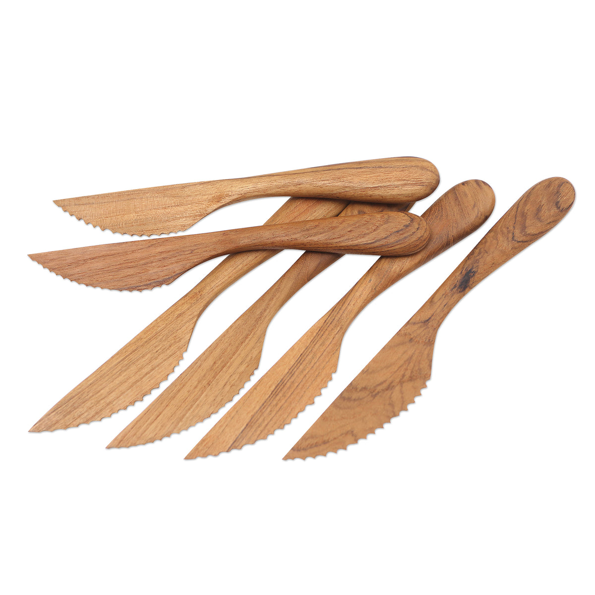 Set of 6 Handmade Teak Wood Dinner Knives from Bali