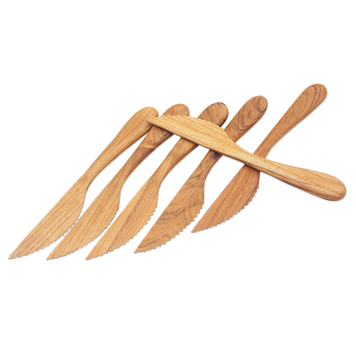 Set of 6 Handmade Teak Wood Dinner Knives from Bali