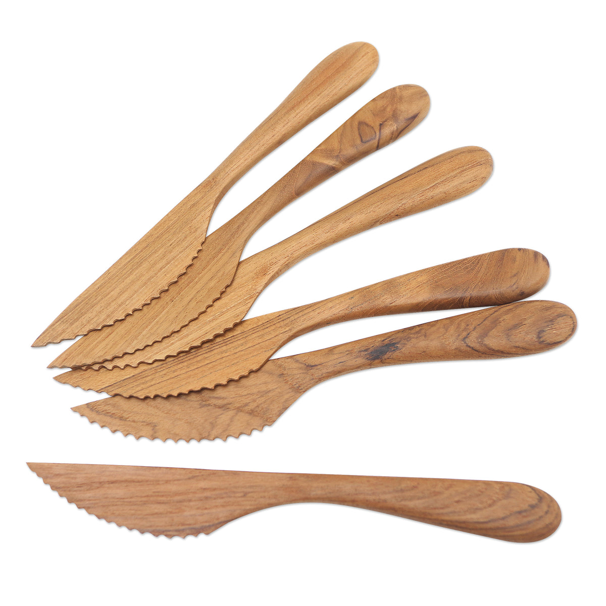 Set of 6 Handmade Teak Wood Dinner Knives from Bali