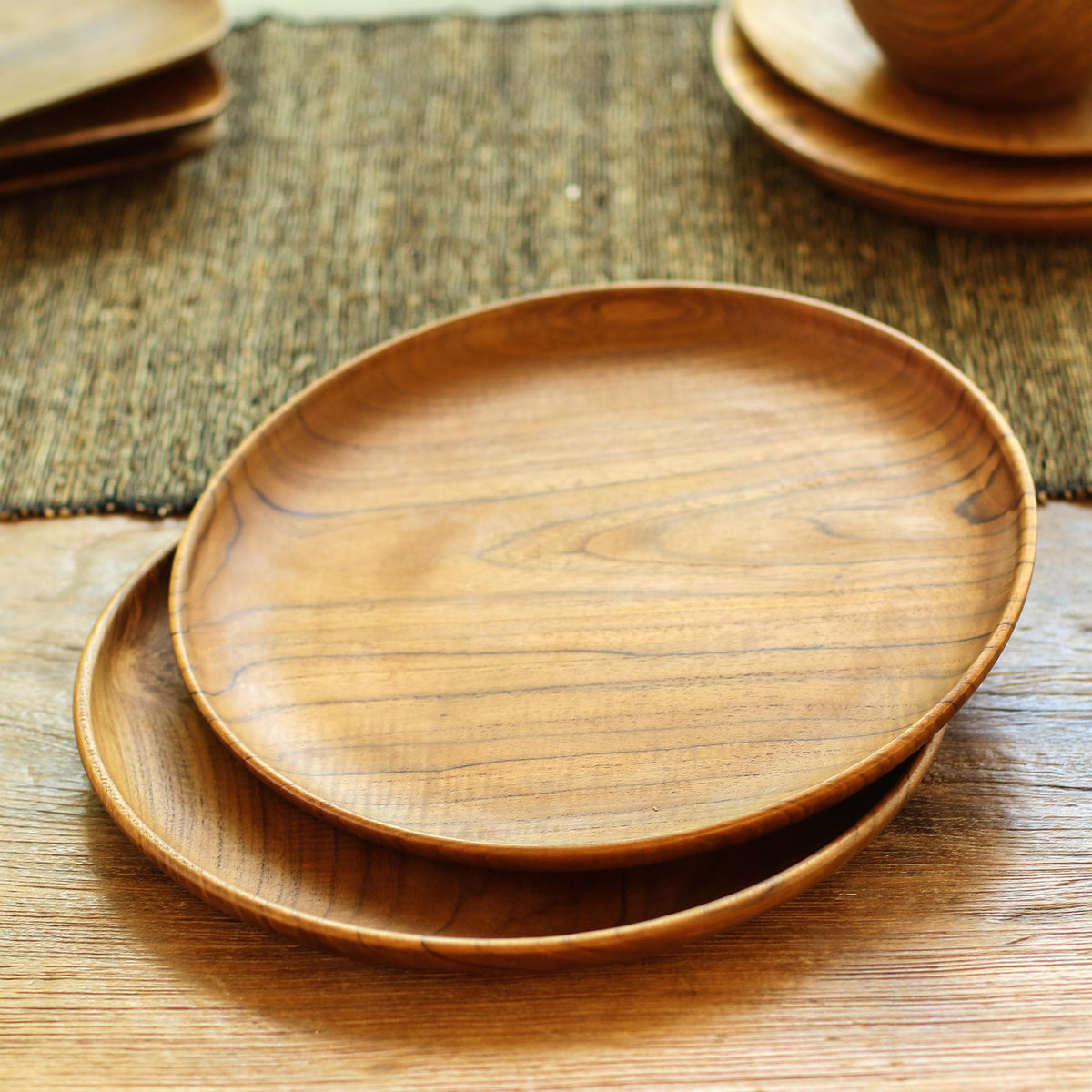 Handmade Teak Wood Dinner Plates from Bali