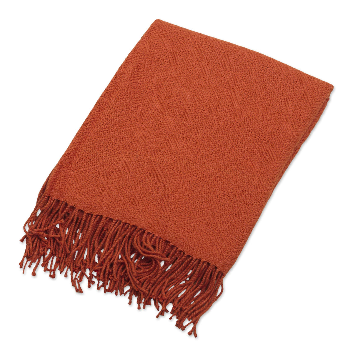 Orange Acrylic and Alpaca Throw Blanket