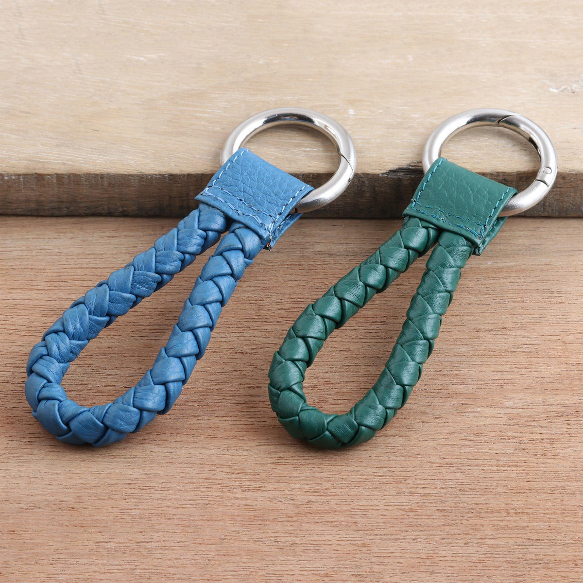Braided Leather Key Fobs (Pair) - Trendy Duo