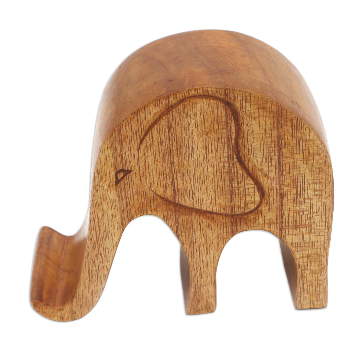 Handmade Jempinis Wood Elephant Phone Stand - Dialing Elephant