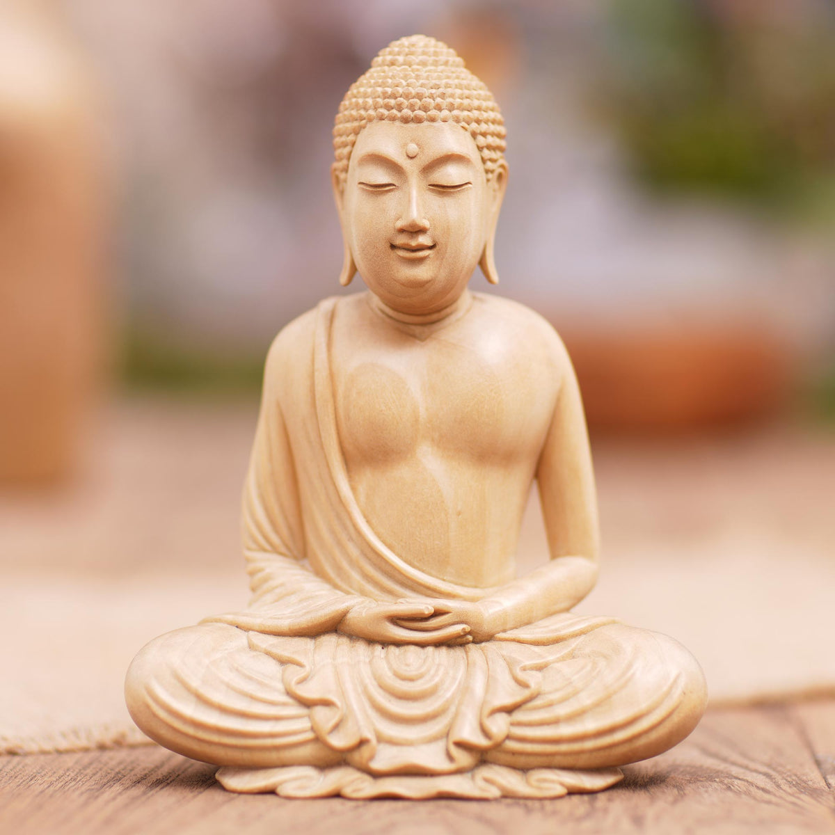 Buddha Affirms - a Handmade Crocodile Wood Buddha Sculpture