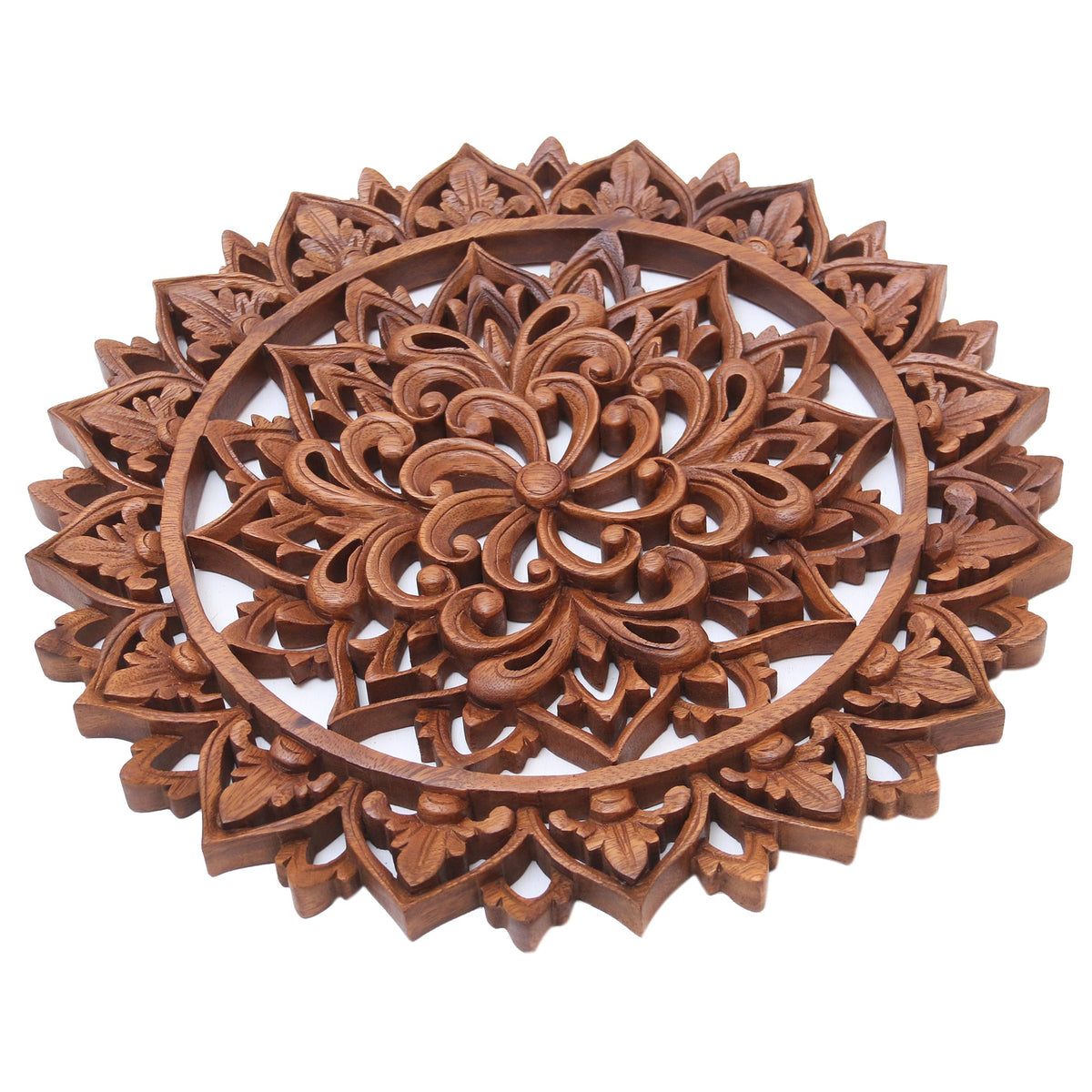 Flower Farm - an Artisan Crafted Suar Wood Relief Panel