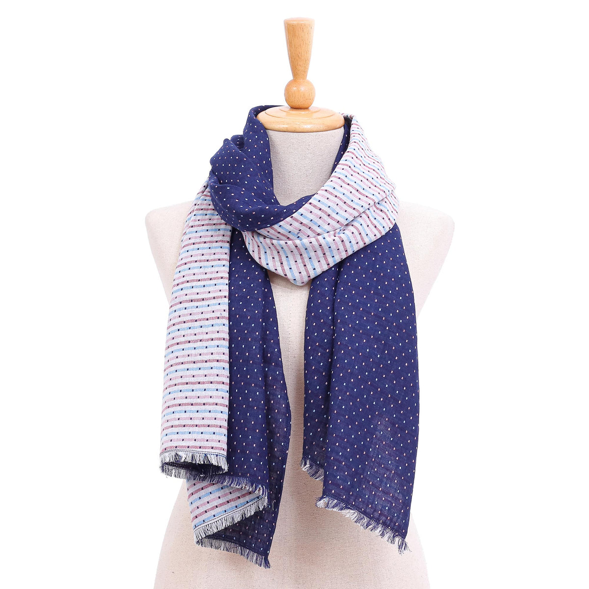 Winter Star - a Dark Blue Cotton Scarf from Thailand