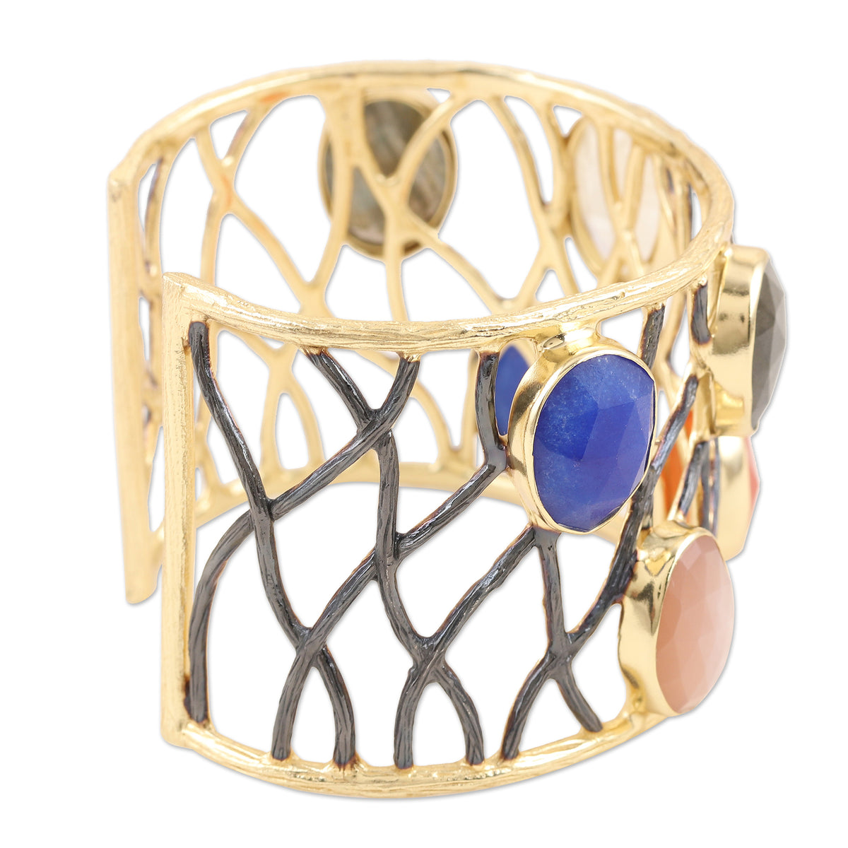Gold-Plated Rainbow Moonstone and Rose Quartz Bracelet - Color Pop MEXICO