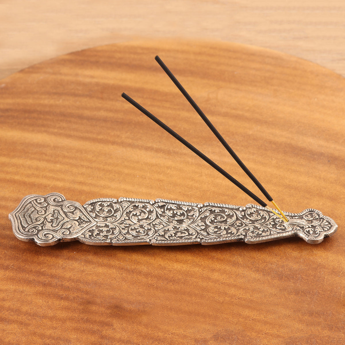Peaceful Vines - an Aluminum Incense Holder with Antique Finish