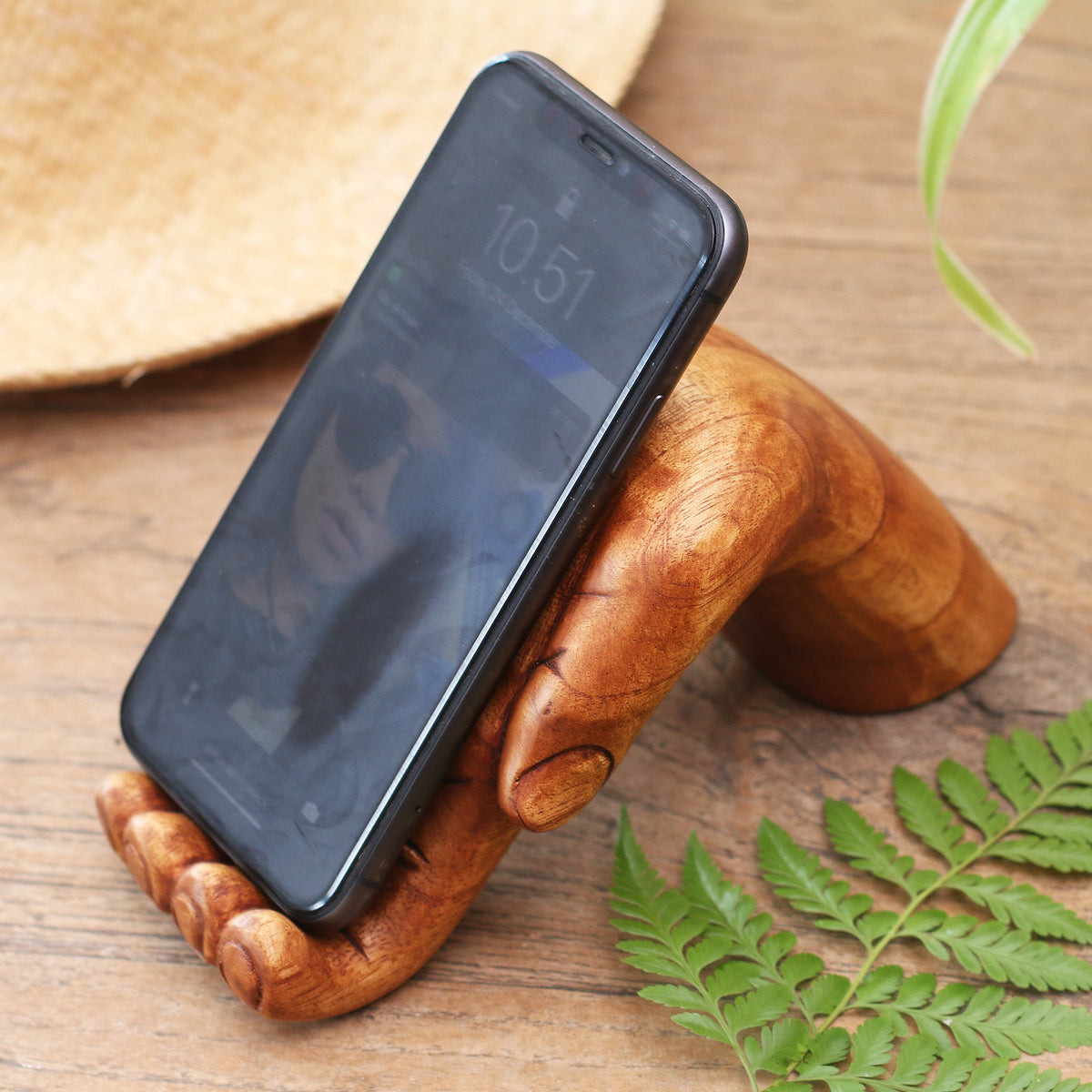 Take My Hand - a Hand Carved Jempinis Wood Phone Stand