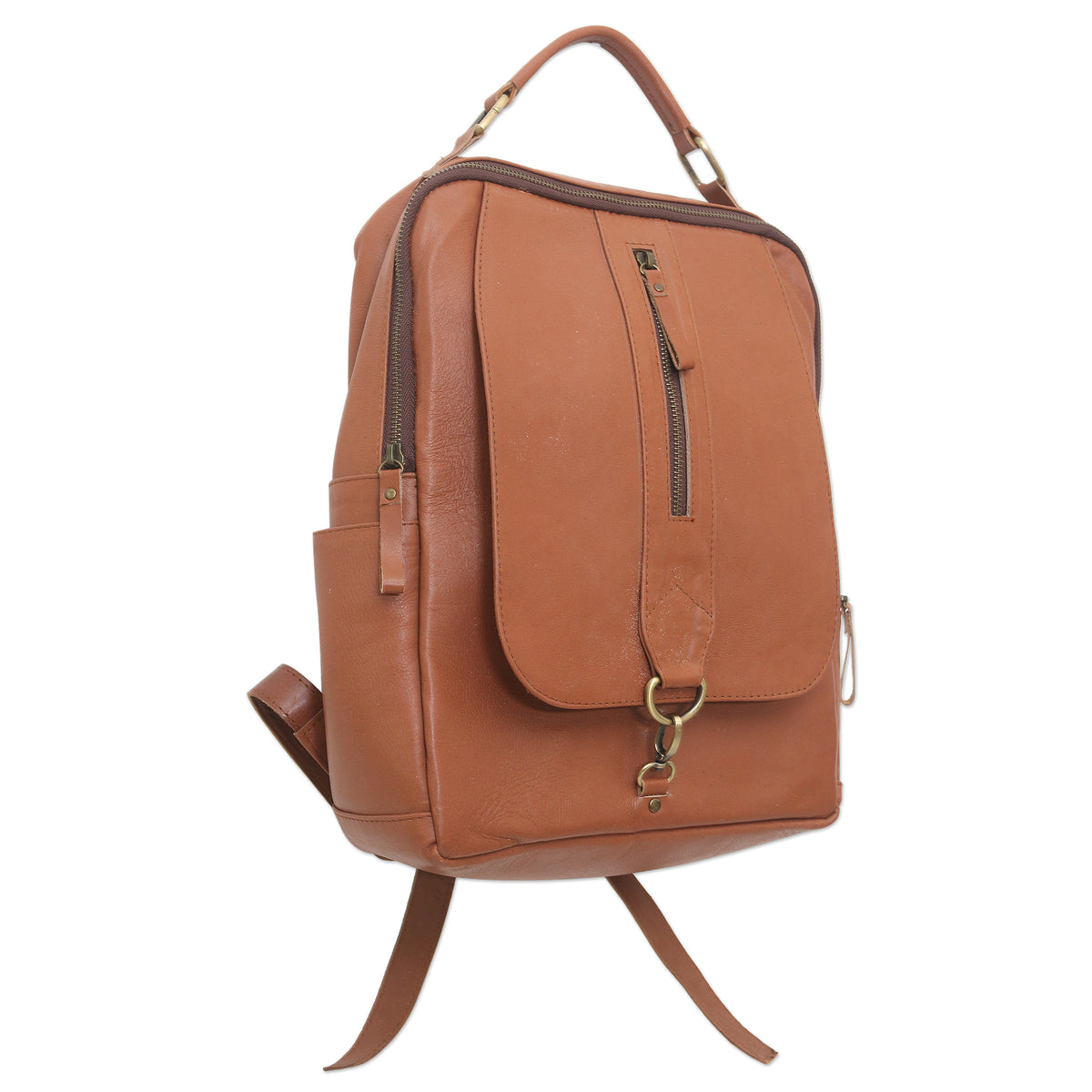 Handcrafted Brown Leather Backpack from Bali - Everywhere