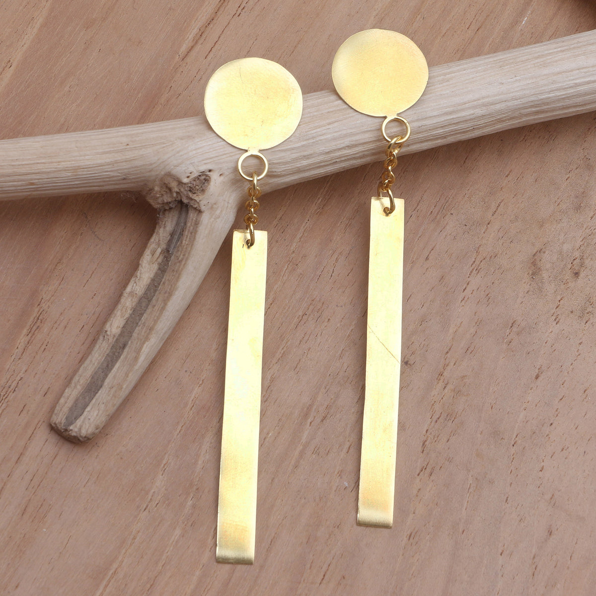 Artisan Crafted Gold-Plated Dangle Earrings