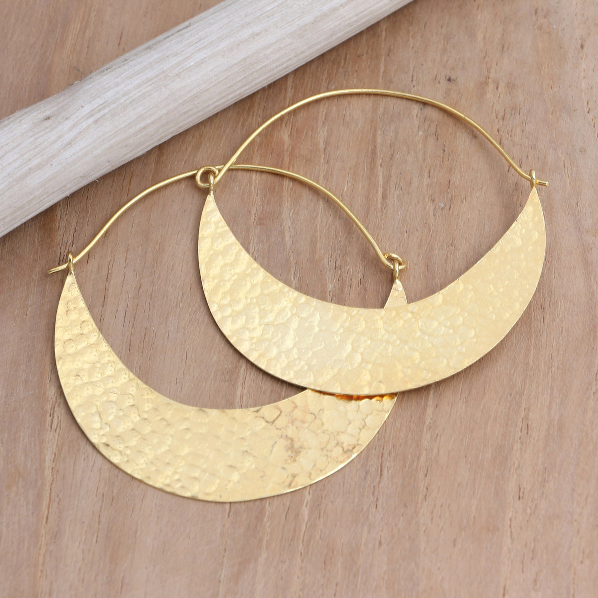 Hand Crafted Gold-Plated Hoop Earrings from Indonesia