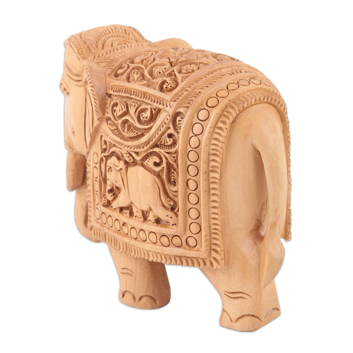 Handcrafted Kadam Wood Elephant Sculpture - Indian Grandeur