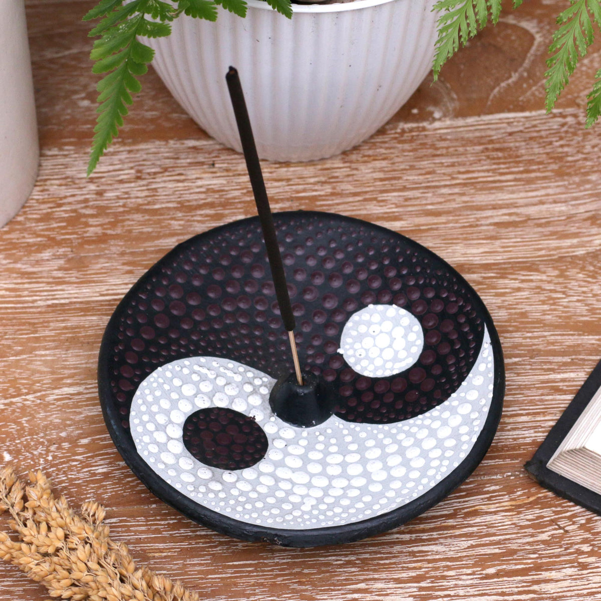 Yin Yang Ceramic Incense Holder, 'Yin Yang'