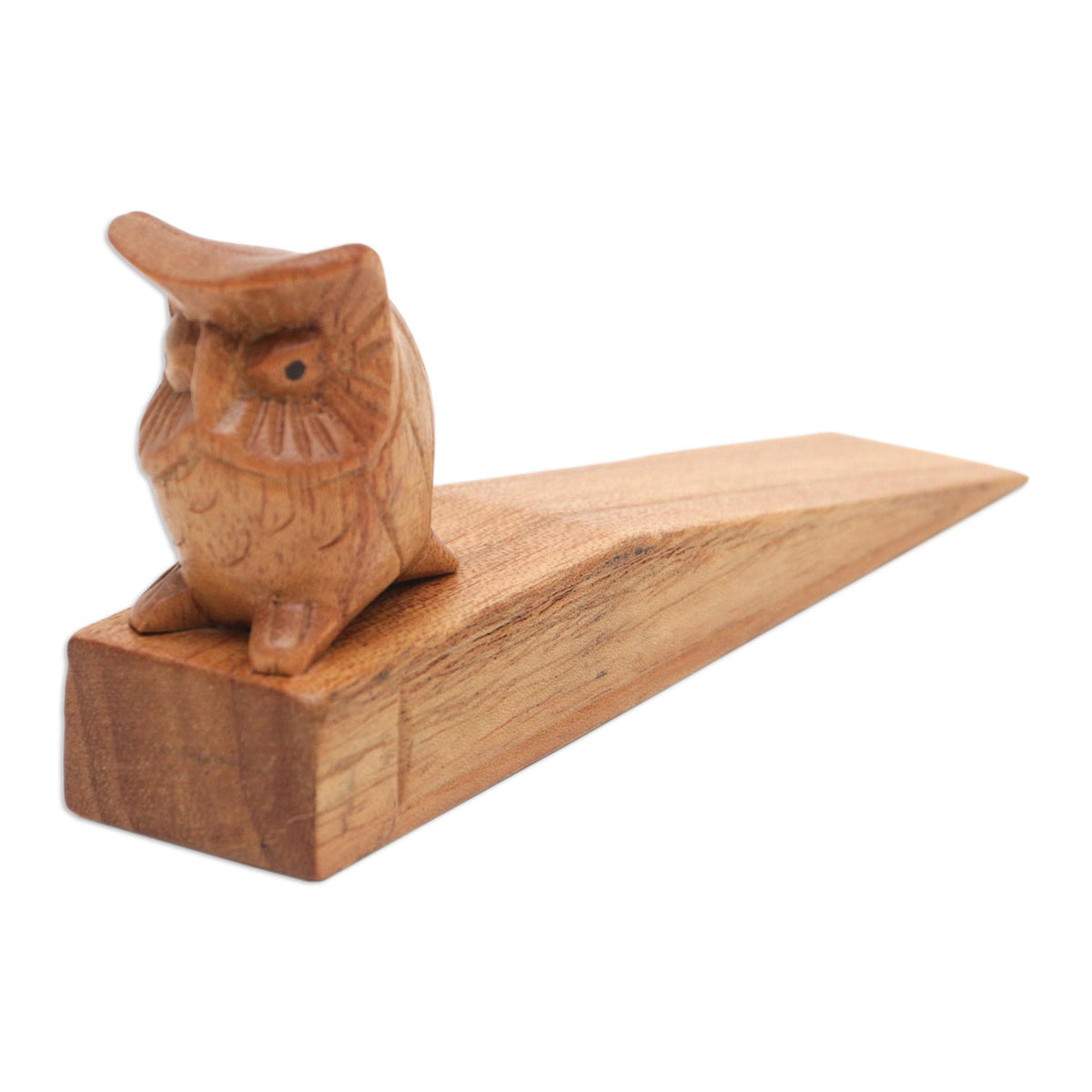 Mysterious Brown Owl - A Jempinis Wood Door Stop with Little Brown Owl