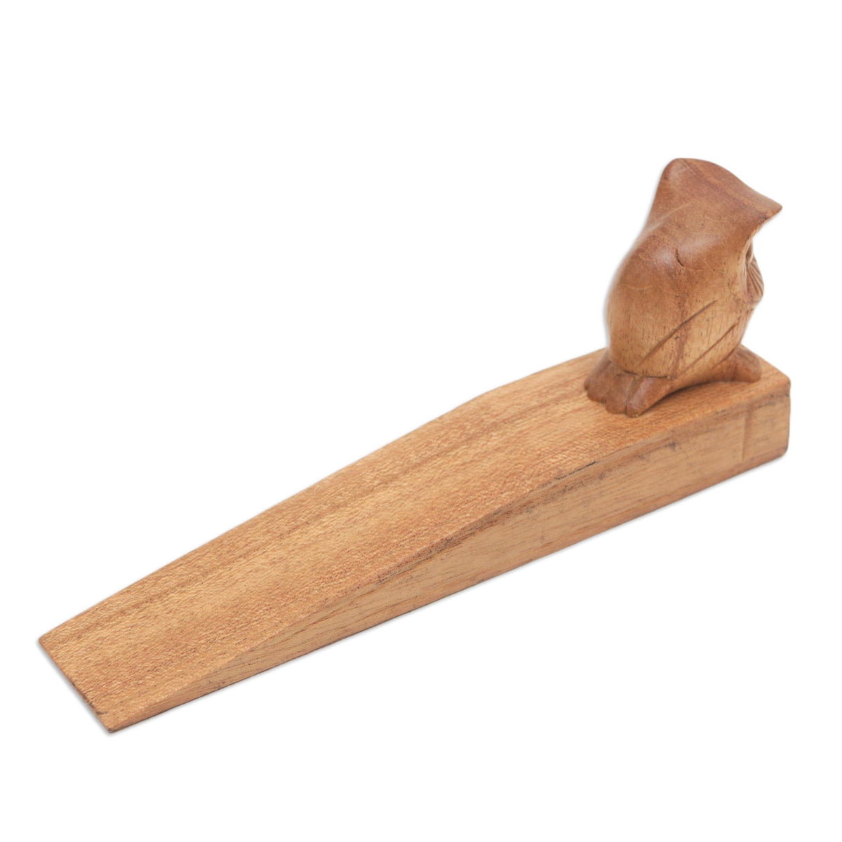 Mysterious Brown Owl - A Jempinis Wood Door Stop with Little Brown Owl