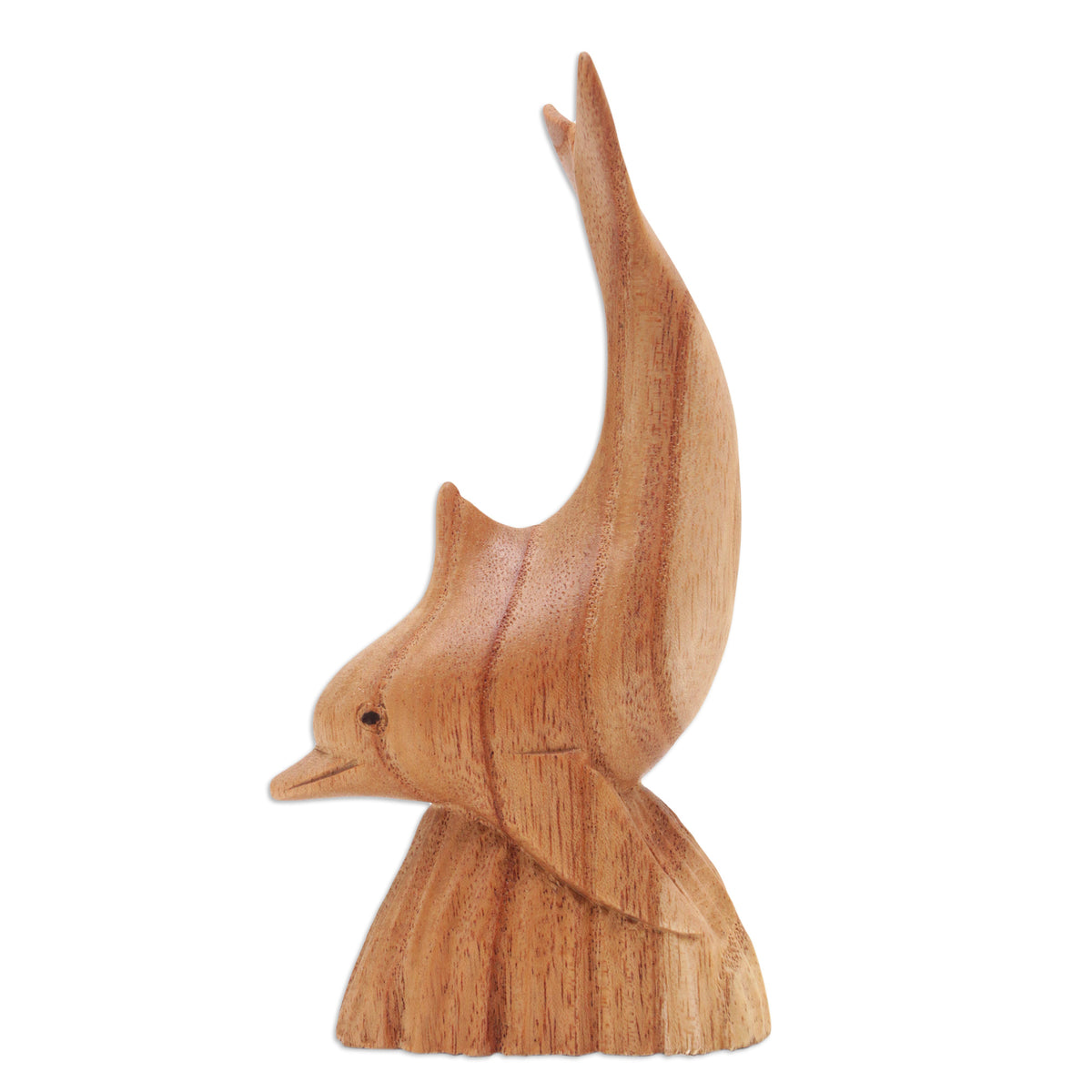 Hand-Carved Jempinis Wood Dolphin Statuette from Bali - Sea Guide