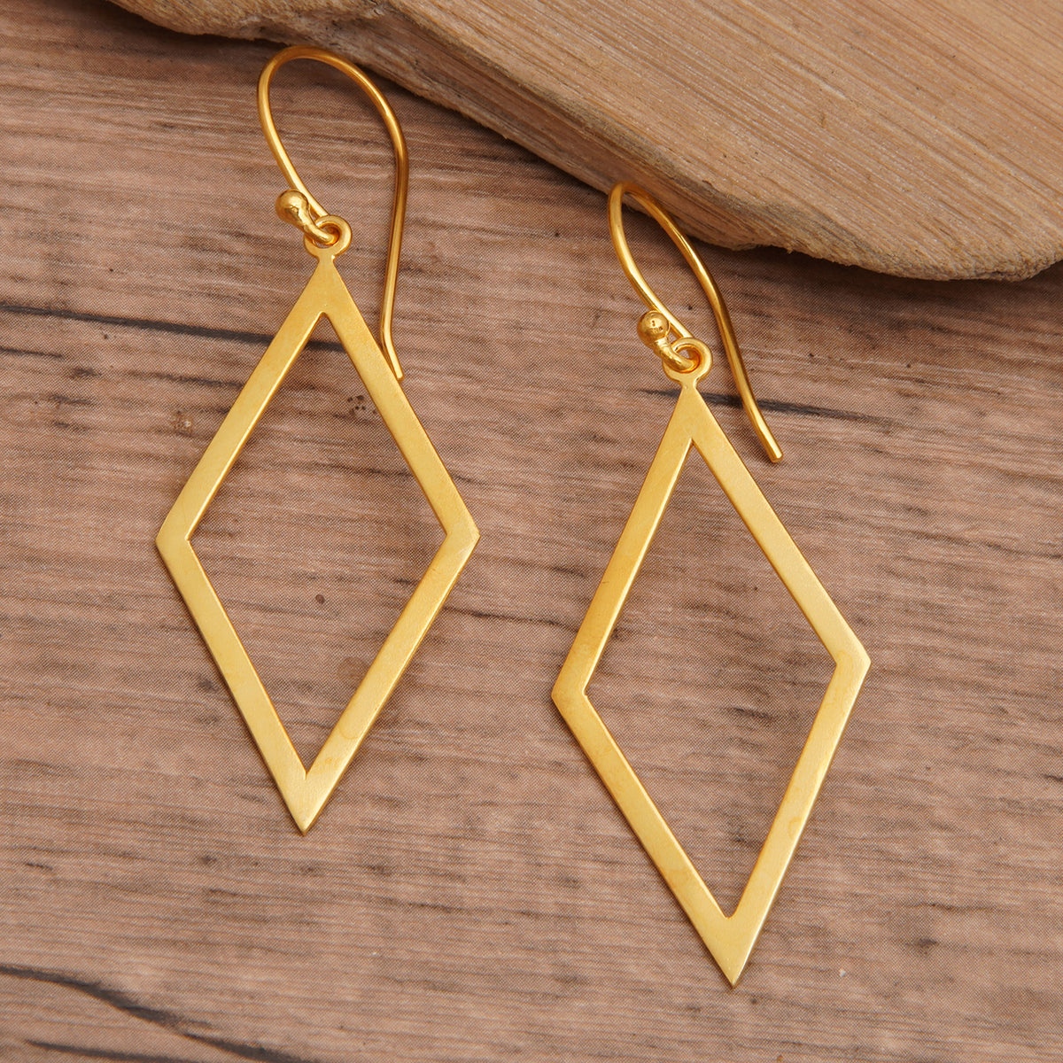 Kite Fest - a Kite-Shaped 18k Gold-Plated Brass Dangle Earrings from Bali