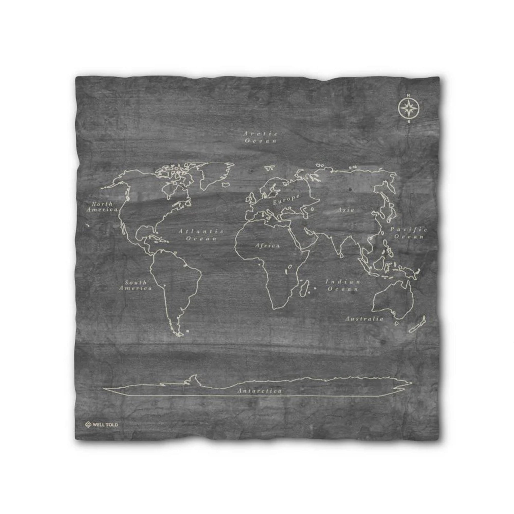 World Map 11x11 Serving Slate