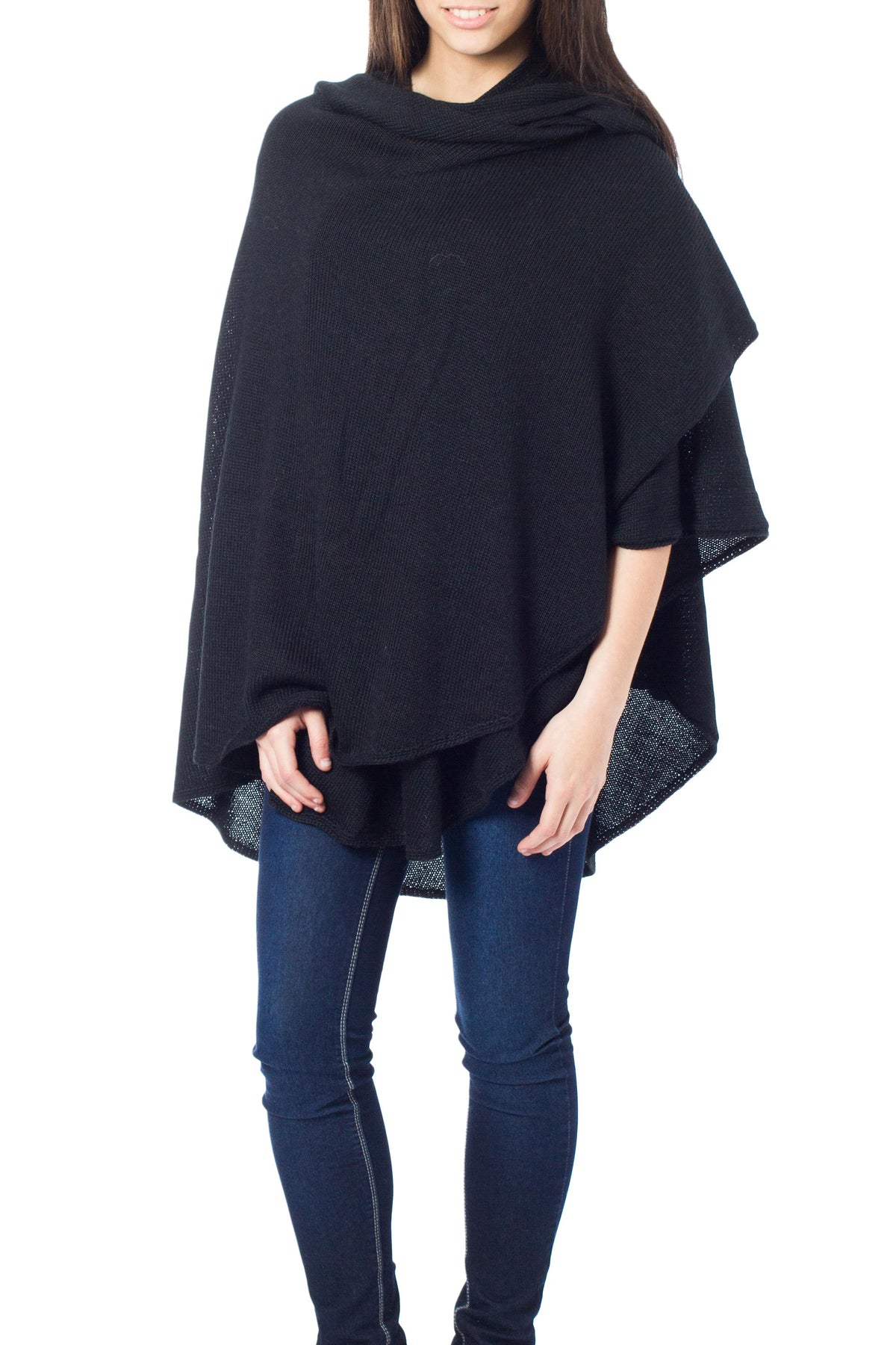 Bold Black Alpaca Blend Wrap