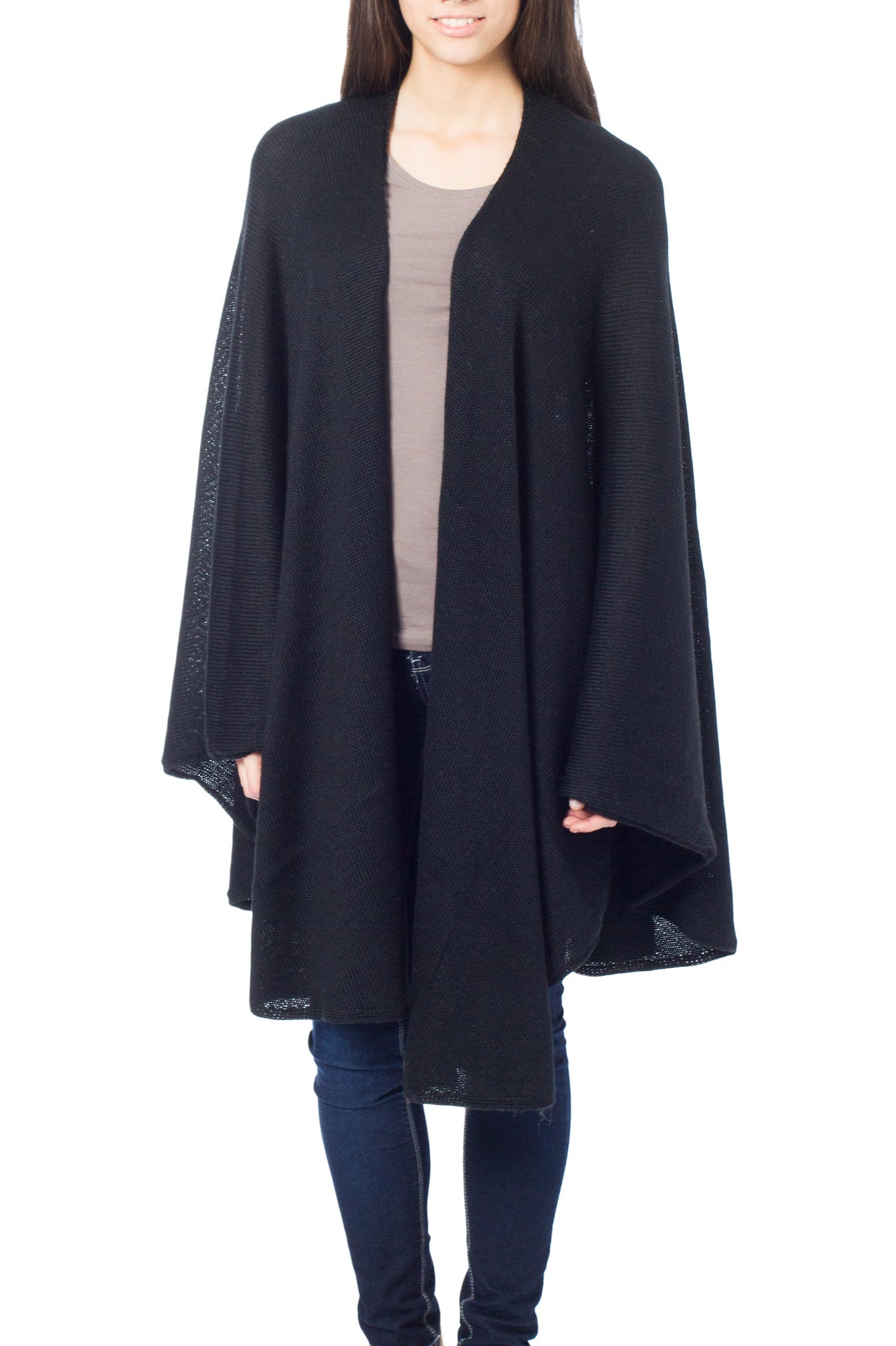 Bold Black Alpaca Blend Wrap