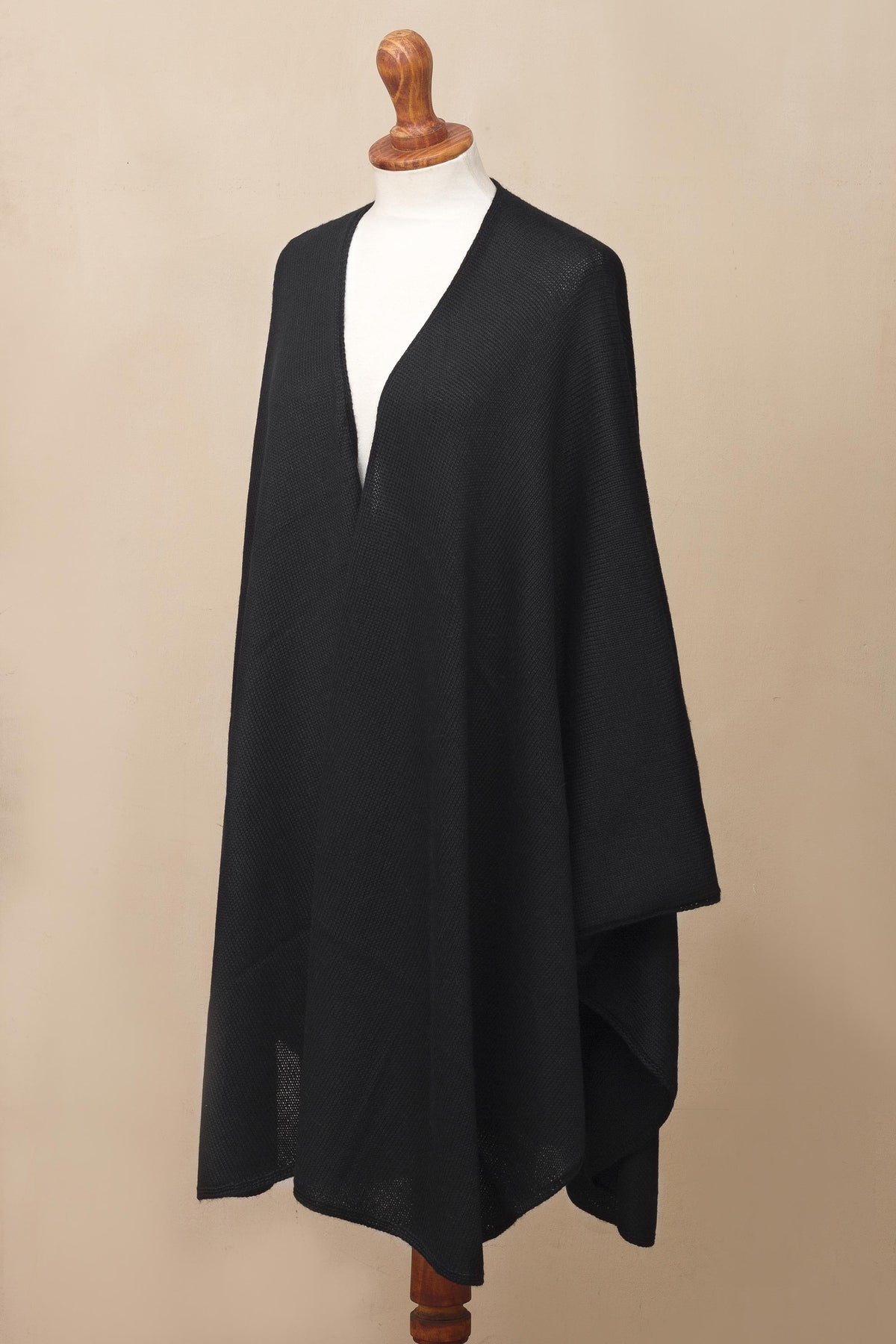 Bold Black Alpaca Blend Wrap
